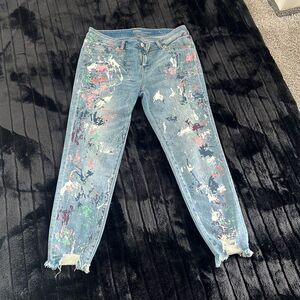 Distressed painted Jeans